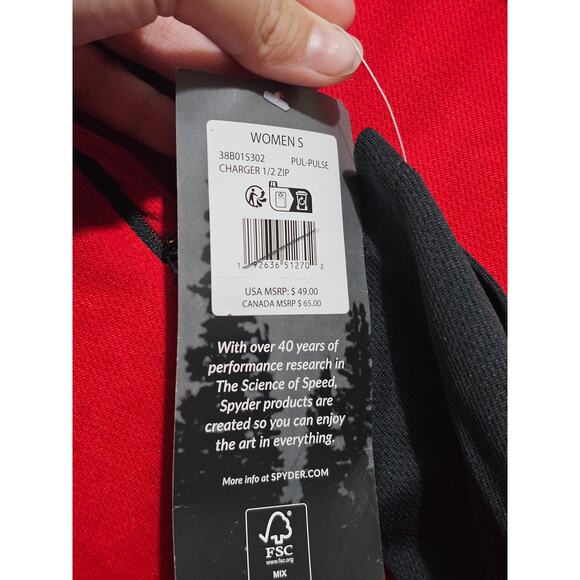 Spyder Charger 1/2 Zip Base Layer Top Womens NEW Red Pullover Size Small (805) - Picture 4 of 5